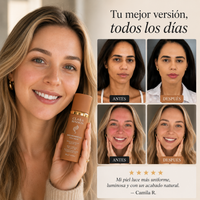 Base Biomimética SPF 50 4 en 1 - Piel uniforme, hidratada y luminosa desde la primera aplicación.