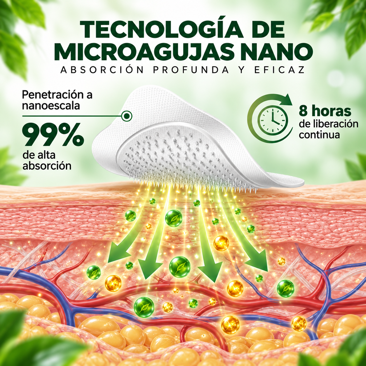 PARCHE METABÓLICO 10 EN 1 Moringa + Berberina con tecnología avanzada de microagujas