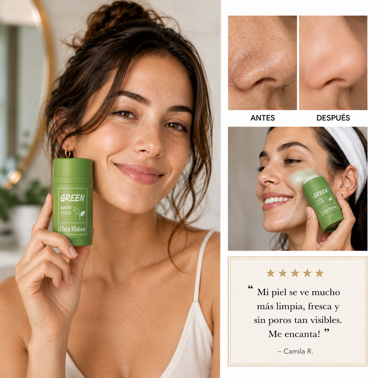 Mascarilla facial verde purificante – Piel Más Clara en Minutos