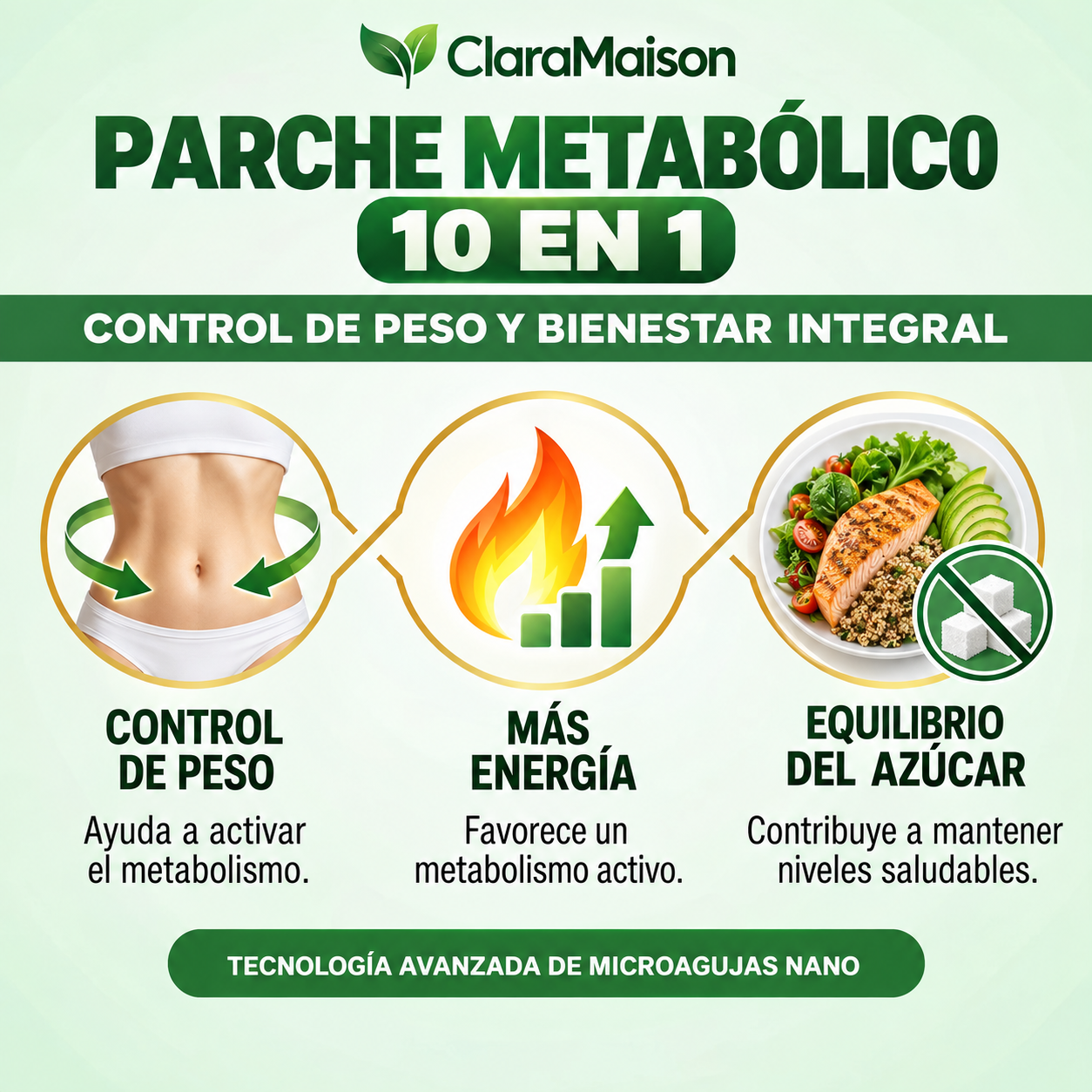 PARCHE METABÓLICO 10 EN 1 Moringa + Berberina con tecnología avanzada de microagujas