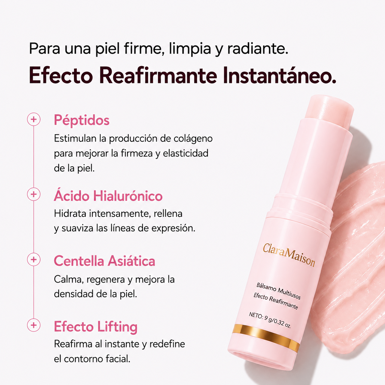Efecto Reafirmante Instantáneo - Una piel más suave, hidratada y luminosa.
