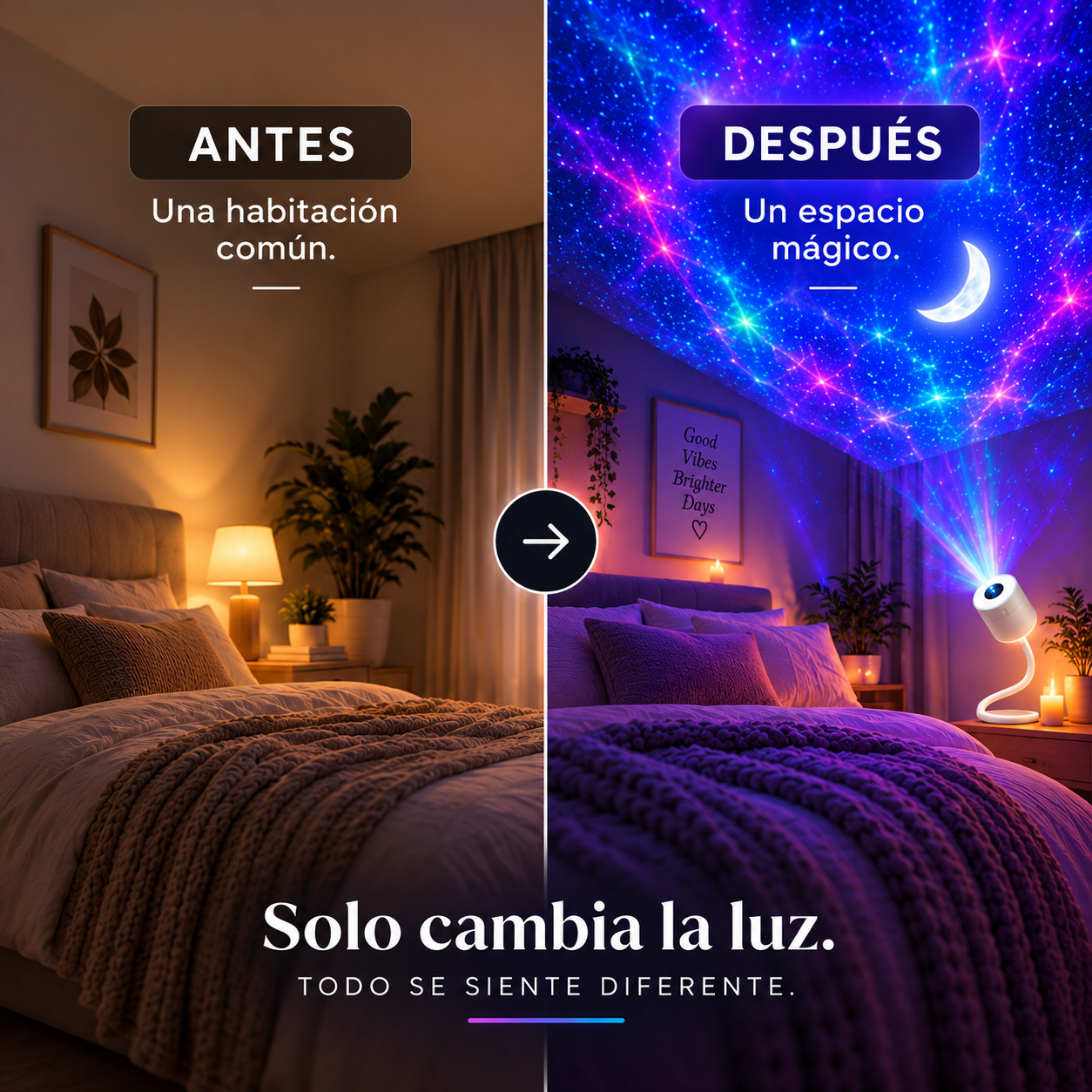 LumiAura Proyector Galaxia & Océano — Convierte tu habitación en otro mundo.