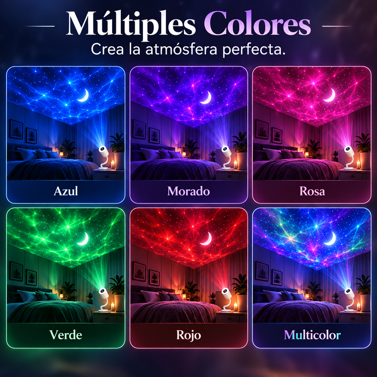 LumiAura Proyector Galaxia & Océano — Convierte tu habitación en otro mundo.