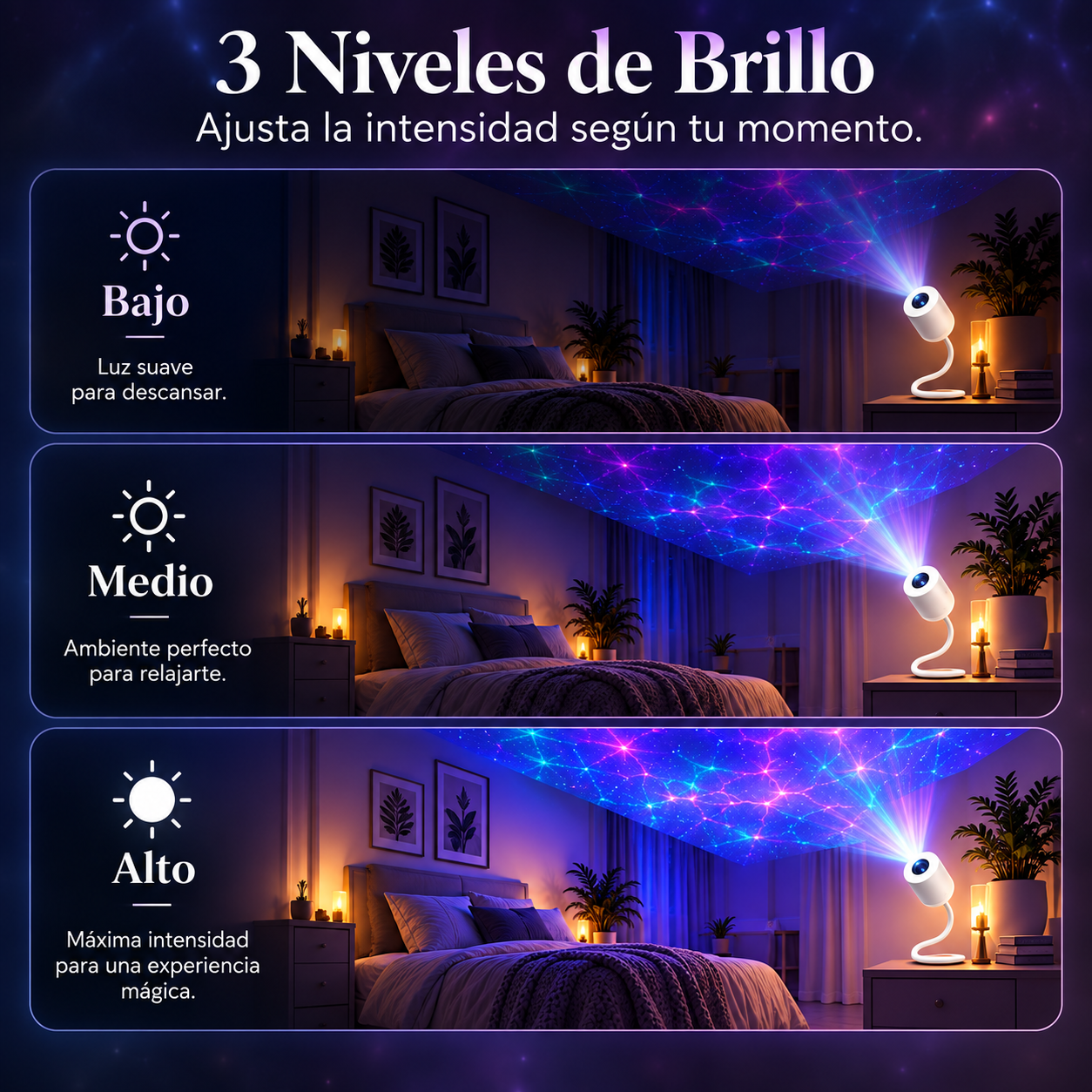 LumiAura Proyector Galaxia & Océano — Convierte tu habitación en otro mundo.