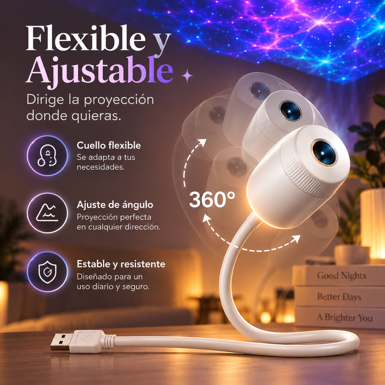 LumiAura Proyector Galaxia & Océano — Convierte tu habitación en otro mundo.