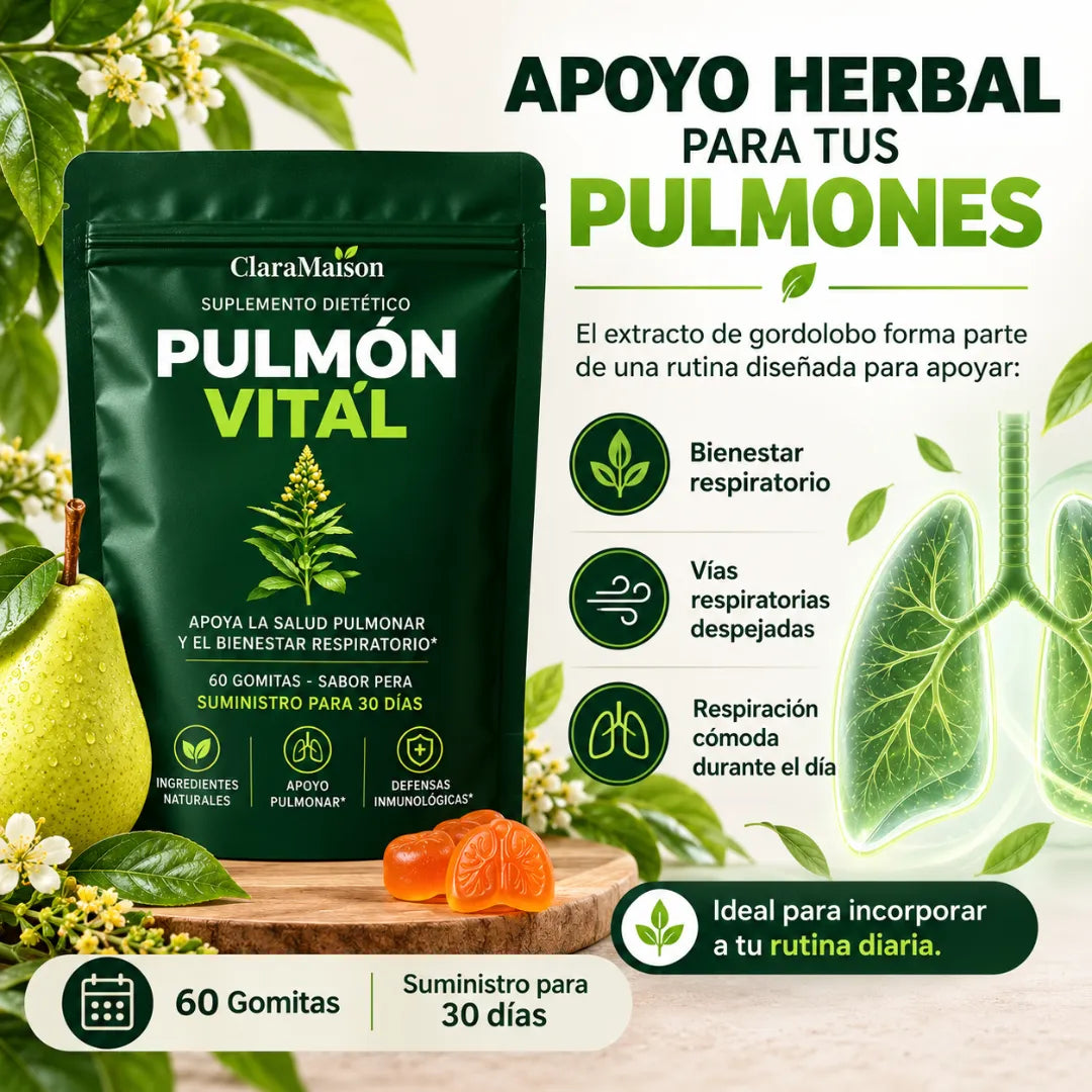 Pulmón Vital | 600 mg | 90 Cápsulas | Fórmula Herbal para el Bienestar Respiratorio